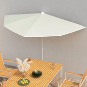 vidaXL Guarda-sol semicircular com mastro 180x90 cm cor areia