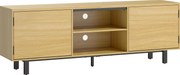 HOMCOM Móvel TV, móvel para TV até 165,1 cm, 2 portas de abertura por pressão e 2 prateleiras, 160x35x55,5cm, madeira natural | Aosom Portugal