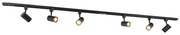 Sistema de iluminação de trilho moderno com 6 focos pretos monofásicos 200cm - Iconic Jeana