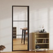 vidaXL Porta de interior em vidro ESG e alumínio 76x201,5 cm preto