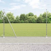 vidaXL Cerca Euro com 7 Postes Flangeados 1.4x10 m Aço Galvanizado
