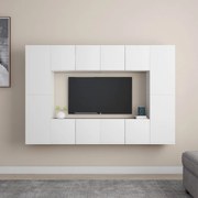 vidaXL 8 pcs conjunto de móveis de TV derivados de madeira branco