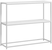 HOMCOM Mesa Consola de Entrada Mesa de Entrada com Estante Aberto e Estrutura de Aço Anti-tombo para Sala 100x30x87 cm Branco