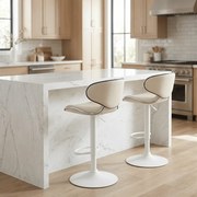 Conjunto de 2 bancos de bar em couro sintético Creme