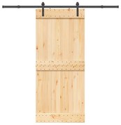 vidaXL Porta de correr com ferragens 90x210 cm madeira de pinho maciça