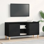 Estante de TV vidaXL com perna de madeira Preto Carvalho 102x35x50 cm