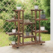 vidaXL Suporte de plantas com rodas 110x25x115 cm abeto maciço