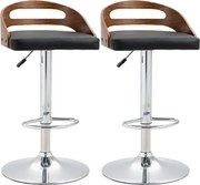 HOMCOM Conjunto de 2 banquetas de bar Altura do assento regulável giratórias 360° revestimento sintético Preto Encosto vazado | Aosom Portugal