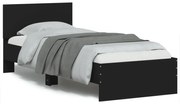 Estrutura de cama com cabeceira e luzes LED 90x200 cm preto