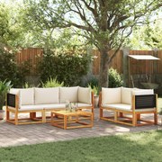 vidaXL Conjunto de sofás de jardim vidaXL de 6 peças com almofadas de madeira de acácia e vime