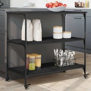 vidaXL Carrinho de cozinha 102x50x95 cm derivados de madeira preto