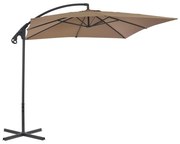 Guarda-sol cantilever com poste de aço cinzento-acastanhado
