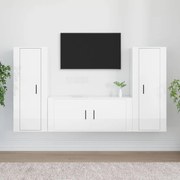 vidaXL 3 pcs conjunto móveis de TV madeira processada branco brilhante