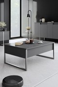 Mesa de Centro Luxe – Antracite e Prata – 90x60x40 cm