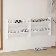 vidaXL Sapateiras de parede 2 pcs 80x18x60 cm contraplacado branco