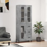 vidaXL Armário alto 69,5x34x180 cm derivados de madeira cinza cimento