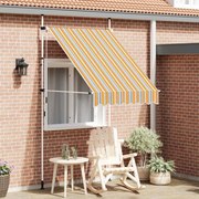 vidaXL Toldo retrátil manual 150 cm riscas amarelas e azuis