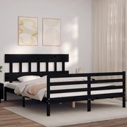 Estrutura de cama King Size com cabeceira madeira maciça preto