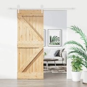 VidaXL Porta de correr com ferragens 80x210 cm madeira de pinho maciça