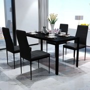 vidaXL Conjunto mesa de jantar 5 pcs preto