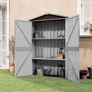 vidaXL Abrigo de jardim 116x45x175 cm aço galvanizado castanho