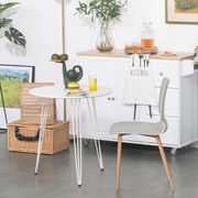 Mesa de Sala de Jantar Redonda com Pés em Forma de Garfo Metálicos Estilo Moderno para Cozinha Sala de Estar Cafeteria Ø70x75cm Branco