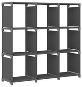 vidaXL Unidade de prateleiras 9 cubos 103x30x107,5 cm tecido cinzento