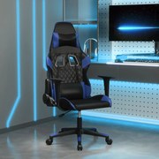 Cadeira gaming de massagens couro artificial preto e azul