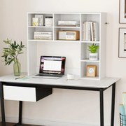 Estante de secretária 94 x 25 x 79 cm com 3 prateleiras ajustáveis e compartimento aberto para monitores até 27" para casa e escritório Branco