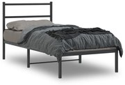 vidaXL Estrutura de cama com cabeceira 90x190 cm metal preto