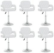 Cadeiras de jantar giratórias 6 pcs couro artificial branco