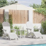 vidaXL Cadeira de Jardim 3 pcs Branco Polietileno
