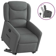 vidaXL Poltrona reclinável elevatória tecido cinzento-escuro