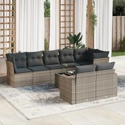 vidaXL 9 pcs conjunto sofás p/ jardim com almofadões vime PE cinzento