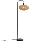 Candeeiro de pé Japandi preto com abajur castanho de tecido - Bida Japandi