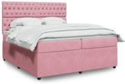 vidaXL Cama com molas/colchão 200x200 cm veludo rosa