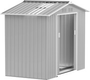 Outsunny Abrigo de Jardim 2,42 m 213x130x185 cm Abrigo de Jardim Metálico para Armazenamento com 2 Portas Deslizantes e 4 Janelas Cinza Claro | Aosom Portugal