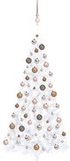 vidaXL Meia árvore Natal artificial pré-iluminada c/ bolas branco
