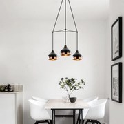 Candeeiro Chandelier Yildo – Preto e Cobre – Diâmetro 54 cm, Altura 17