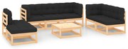 8 pcs conjunto lounge de jardim c/ almofadões pinho maciço