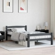 Estrutura de cama 100x200 cm pinho maciço cinzento-escuro