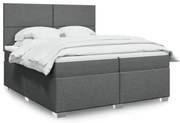 vidaXL Cama com molas/colchão 200x200 cm tecido cinzento-escuro