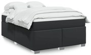 vidaXL Cama com molas/colchão 140x200 cm couro artificial preto