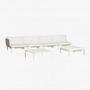 Sofá De Jardim Modular De Canto De 4 Peças, Pufe E Mesa De Centro Roubly Beige De Amêndoa - Sklum