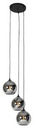 Candeeiro de suspensão Art Deco preto com vidro fumê 3 luzes - Wallace Art Deco