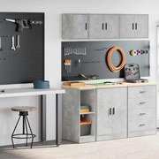 vidaXL Armários de garagem 2 pcs madeira processada cinzento-cimento