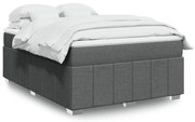 vidaXL Cama com molas/colchão 140x190 cm tecido cinzento-escuro