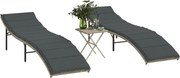 vidaXL Espreguiçadeiras com mesa 2 pcs vime PE cinzento-claro
