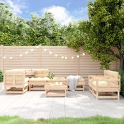 8 pcs conjunto lounge de jardim pinho maciço