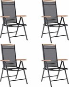vidaXL Cadeiras de jardim dobráveis 4 pcs alumínio e textilene preto